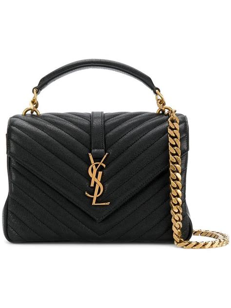 YVES SAINT LAURENT Handtasche Tasche Schwarzes Leder 